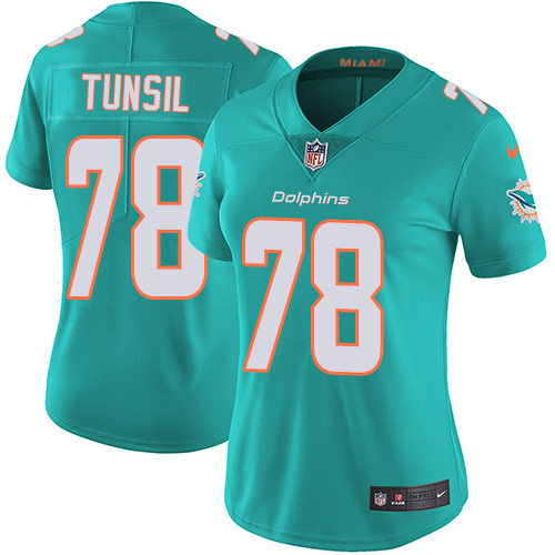 Nike Miami Dolphins #78 Laremy Tunsil Aqua Green Team Color Women Stitched NFL Vapor Untouchable Limited Jersey->women nfl jersey->Women Jersey